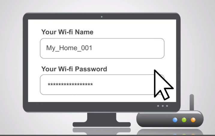 desktop graphic with fake wifi name and wifi password